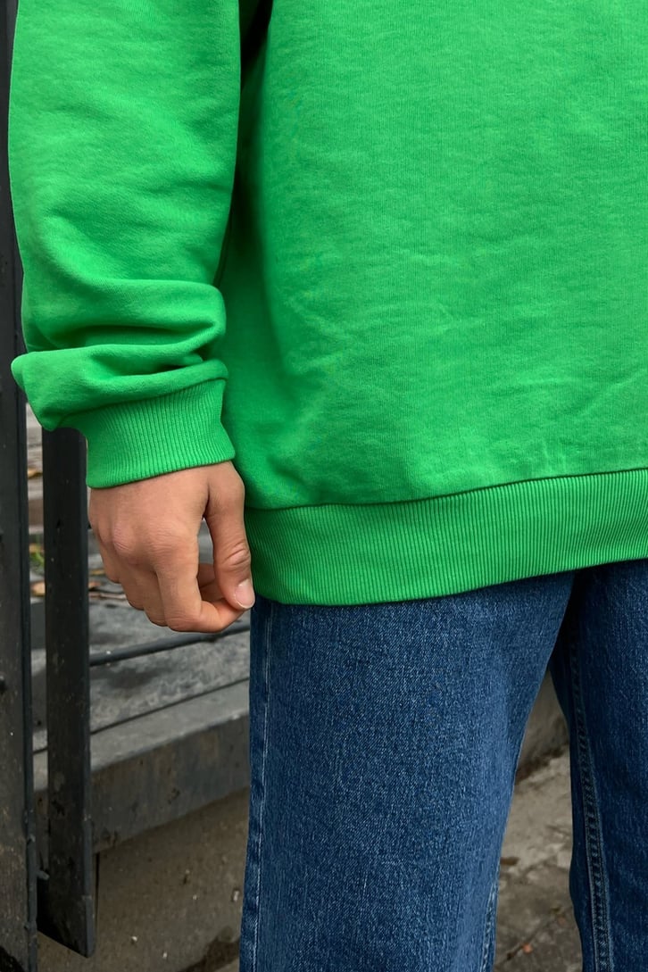 Day Social Nakışlı Yeşil Oversize Sweatshirt