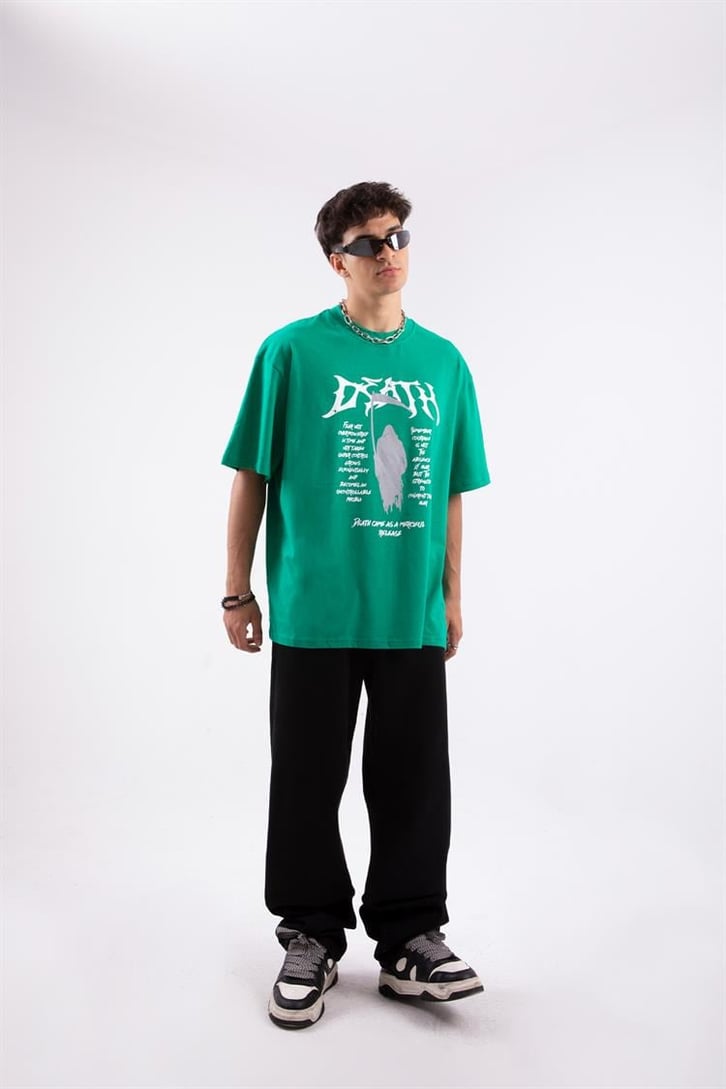 Death Baskılı Oversize Tshirt