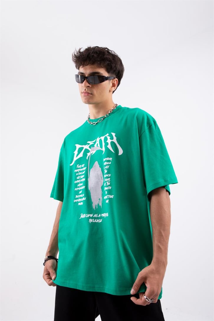 Death Baskılı Oversize Tshirt