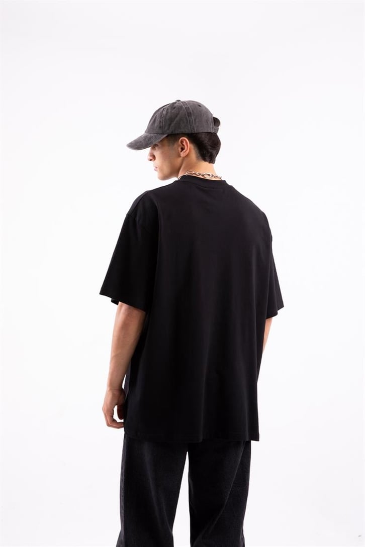 Death Baskılı Siyah Oversize Tshirt