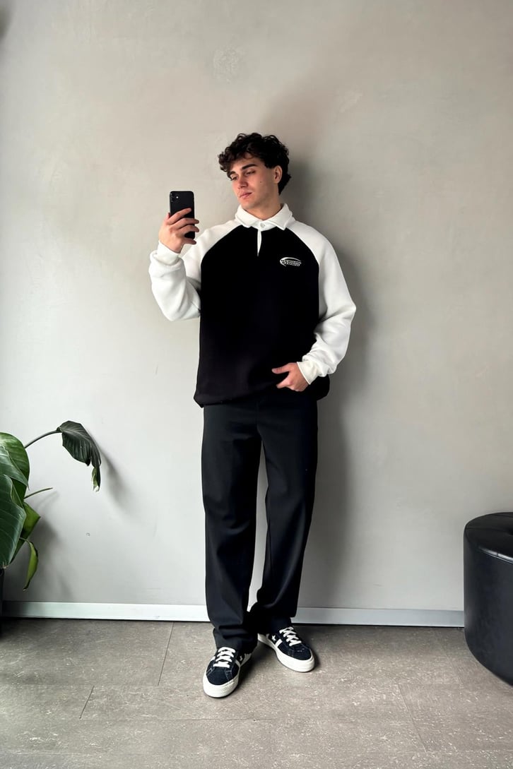 Dedoos Studio Nakışlı Polo Yaka  Sweatshirt