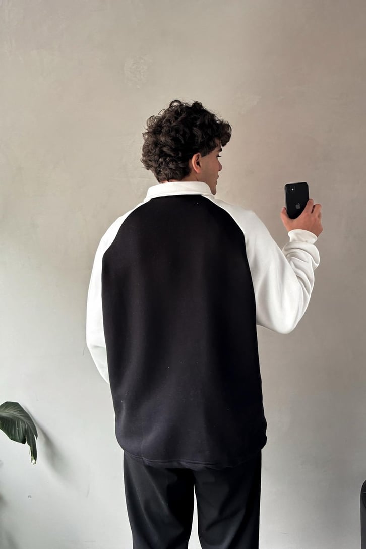 Dedoos Studio Nakışlı Polo Yaka  Sweatshirt