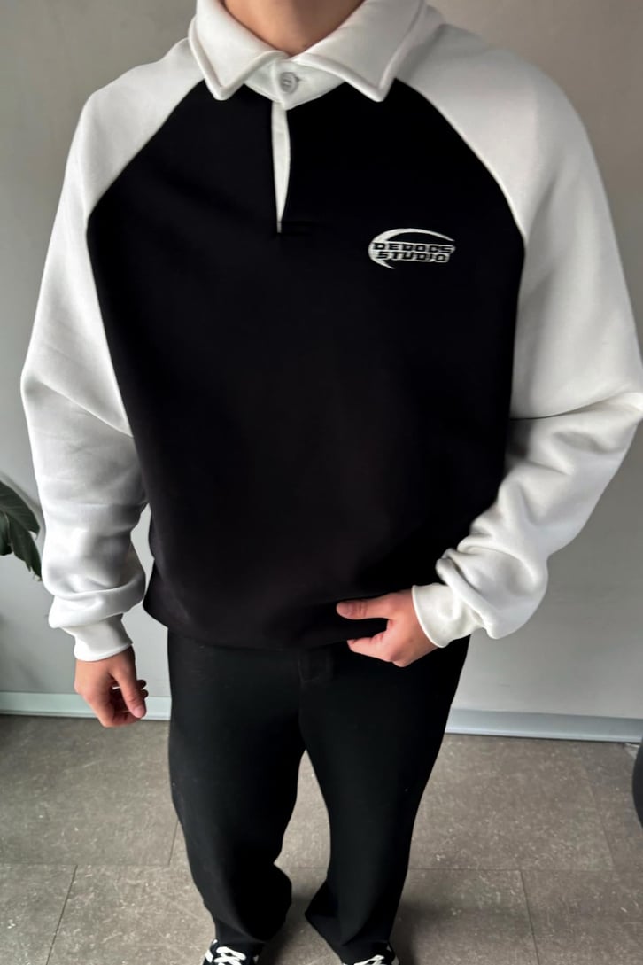 Dedoos Studio Nakışlı Polo Yaka  Sweatshirt