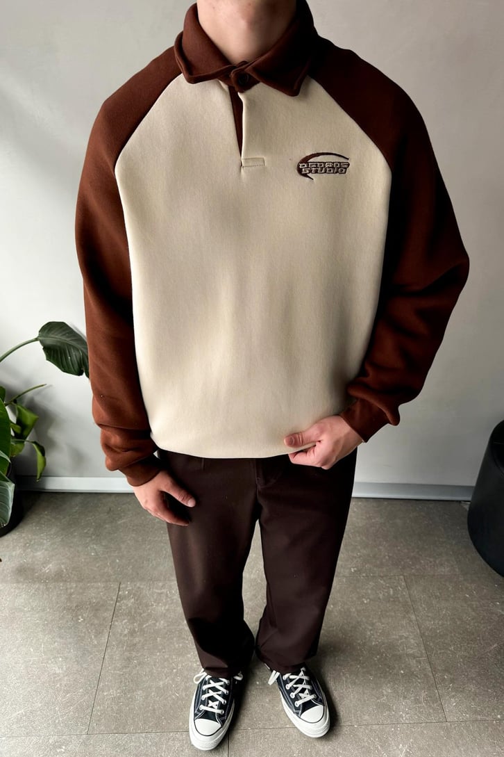 Dedoos Studio Nakışlı Polo Yaka  Sweatshirt