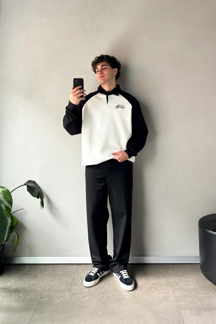 Dedoos Studio Nakışlı Polo Yaka  Sweatshirt