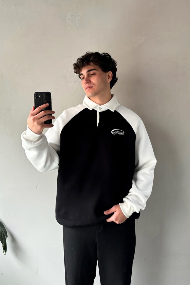 Dedoos Studio Nakışlı Polo Yaka  Sweatshirt
