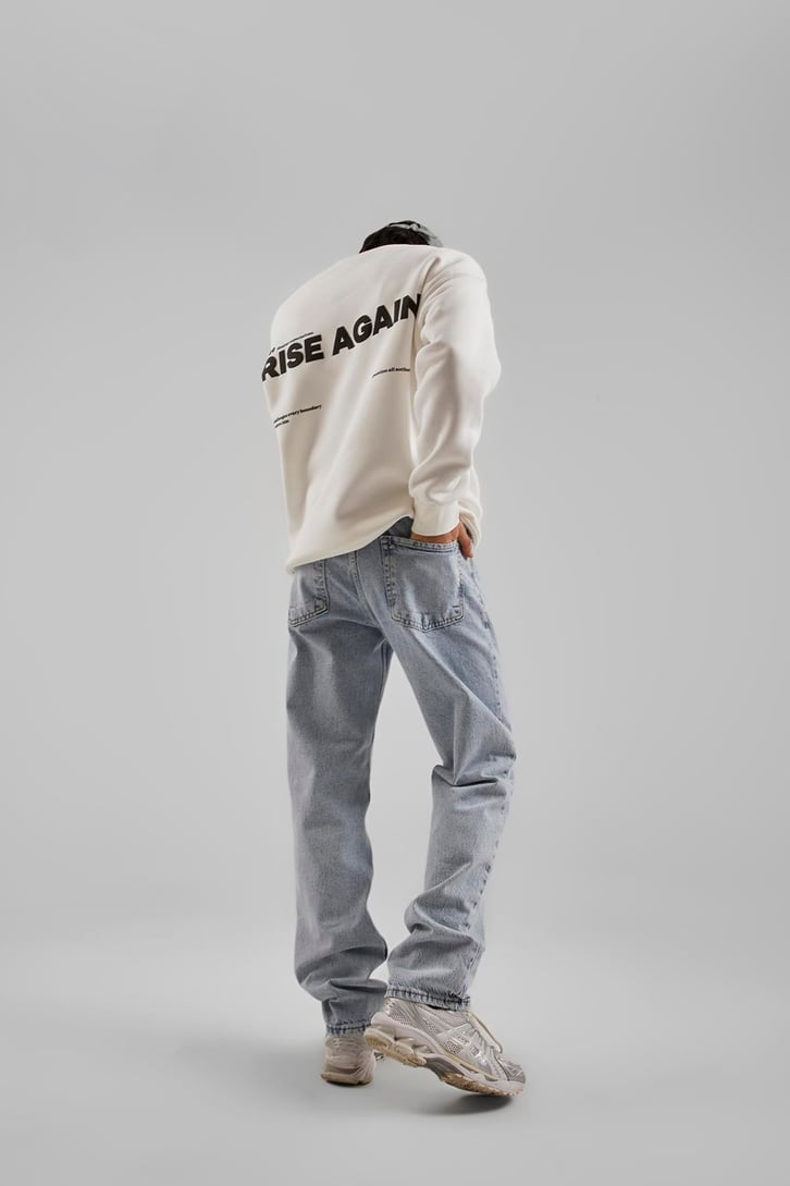 Defy Norms Baskılı Beyaz Oversize Sweatshirt