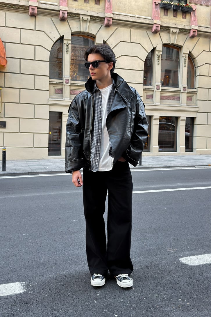 Deri Biker Ceket