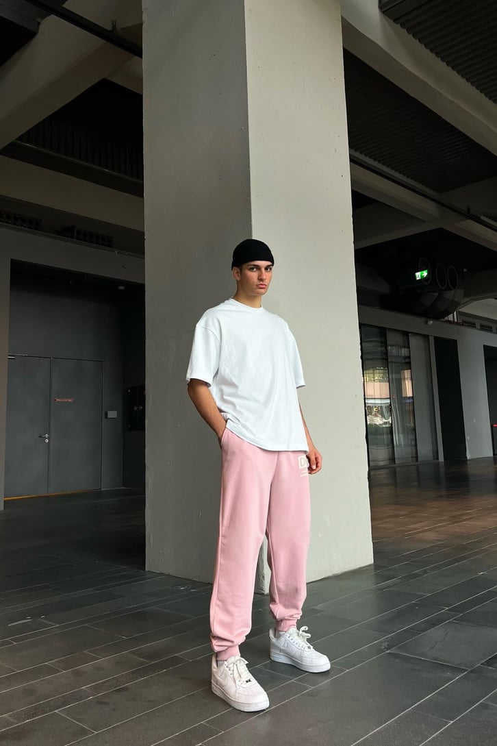 DF Baskılı Pembe Jogger Fit Eşofman Altı