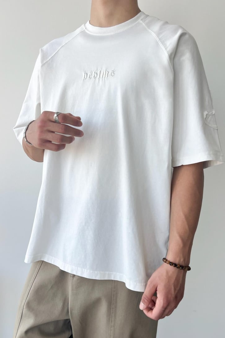 Diblins Nakışlı Beyaz Oversize Tişört