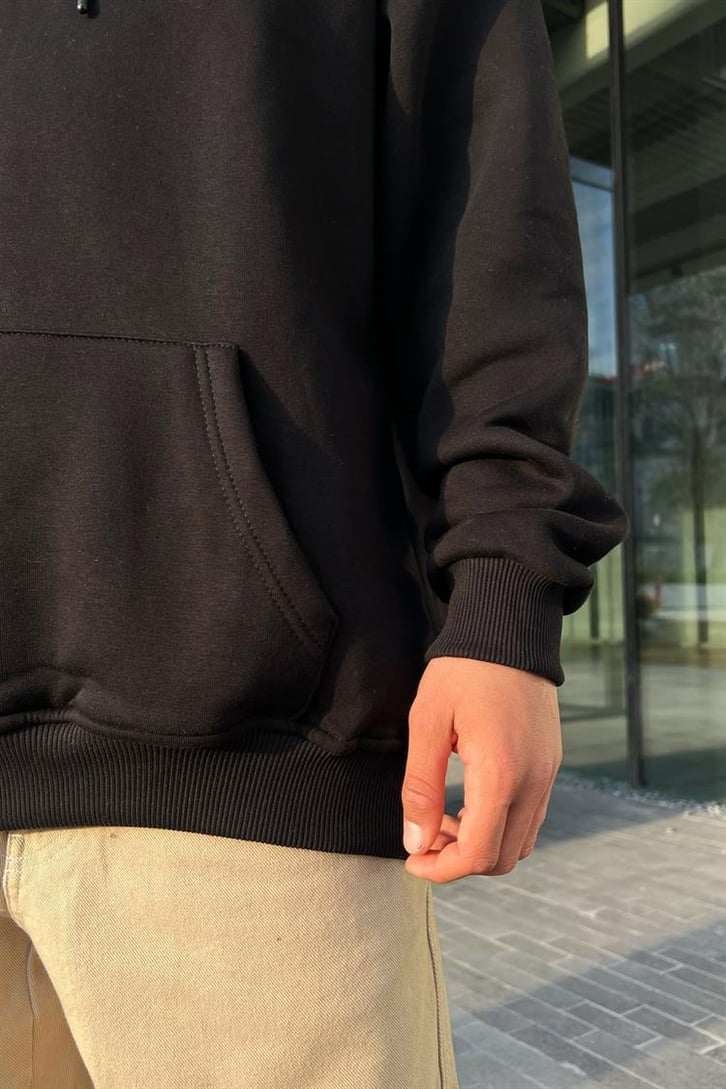 Digital Party Siyah İçi Pamuklu Oversize Hoodie
