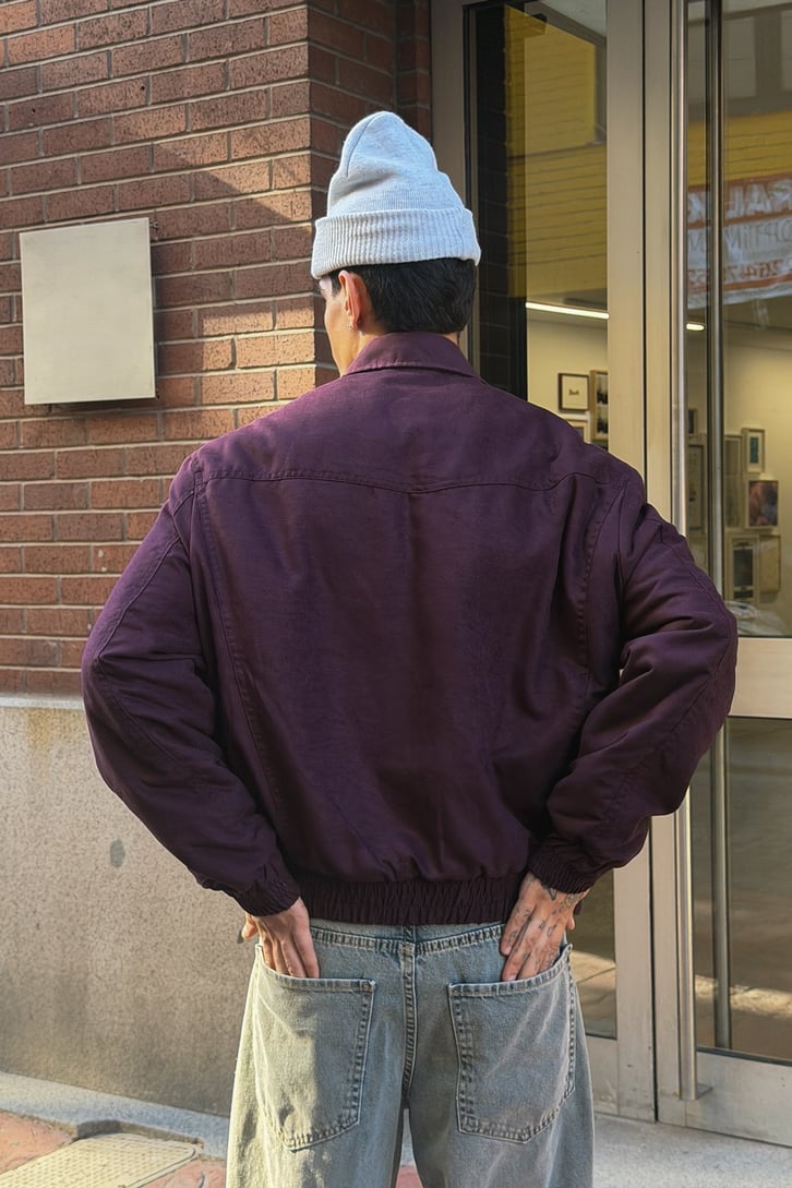 Dik Yaka Fermuarlı Bomber Ceket