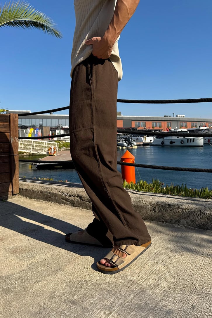 Dikiş Detay Bel Lastikli Pantolon