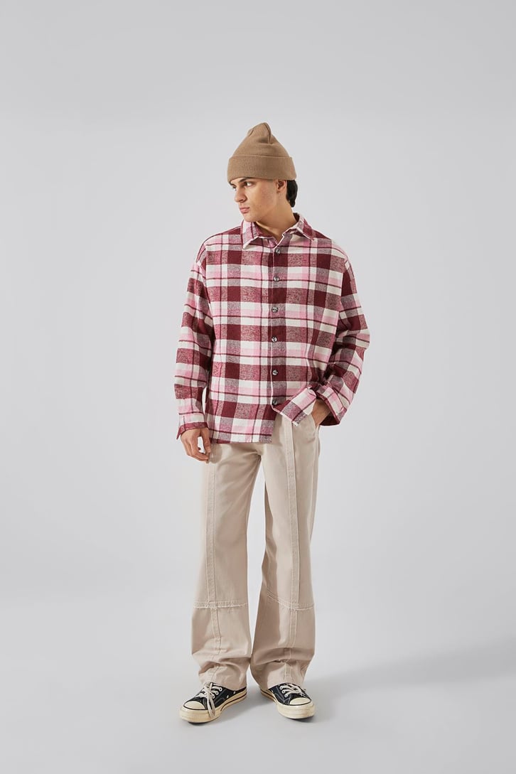 Dikiş Detaylı Bej Baggy Jean