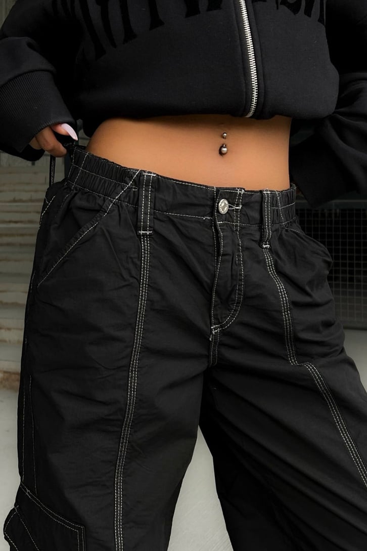 Dikiş Detaylı Cepli Baggy Pantolon