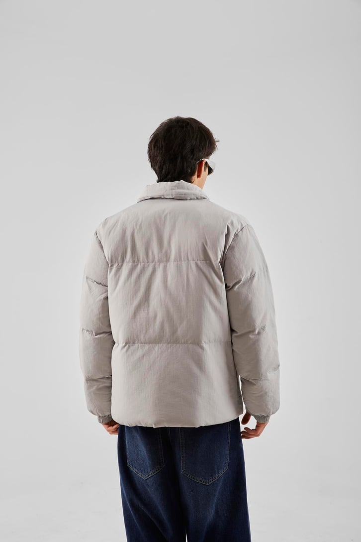 Dikiş Detaylı Gri Bomber Mont