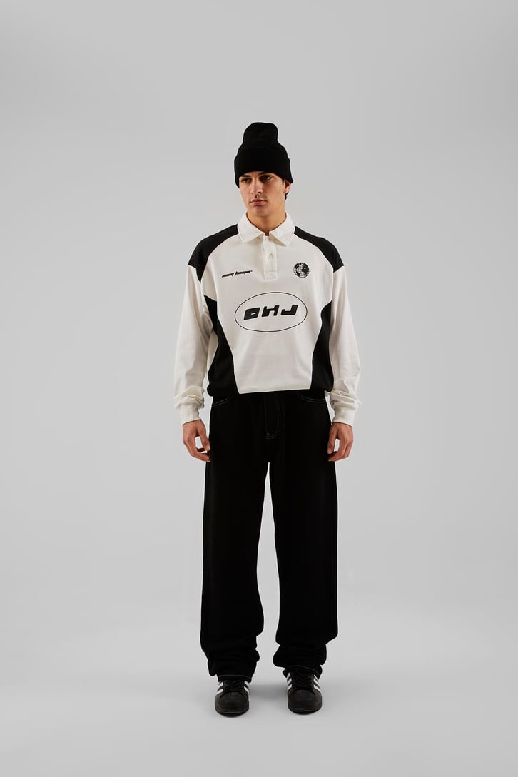 Dikiş Detaylı Siyah Baggy Pantolon