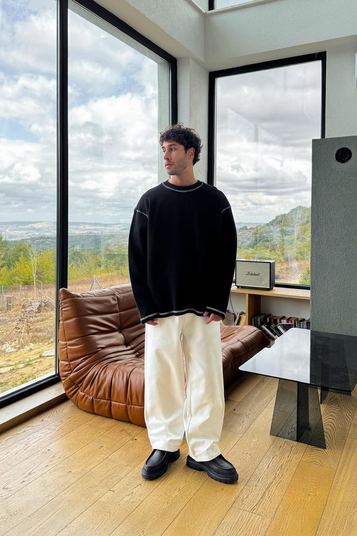 Dikişli Oversize Sweatshirt