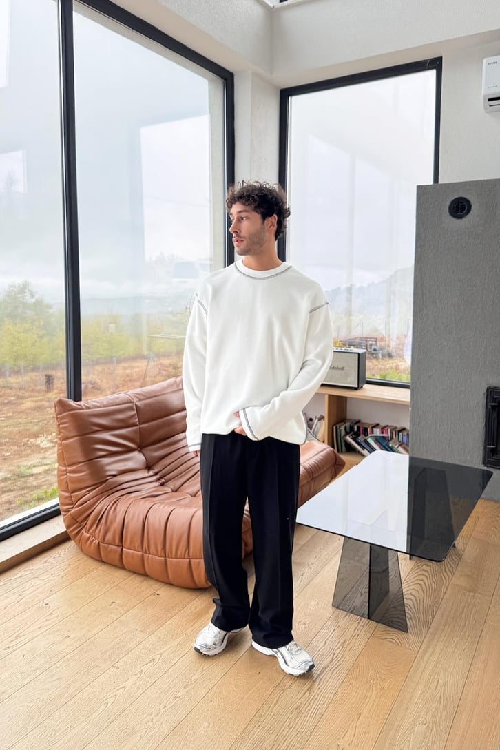 Dikişli Oversize Sweatshirt