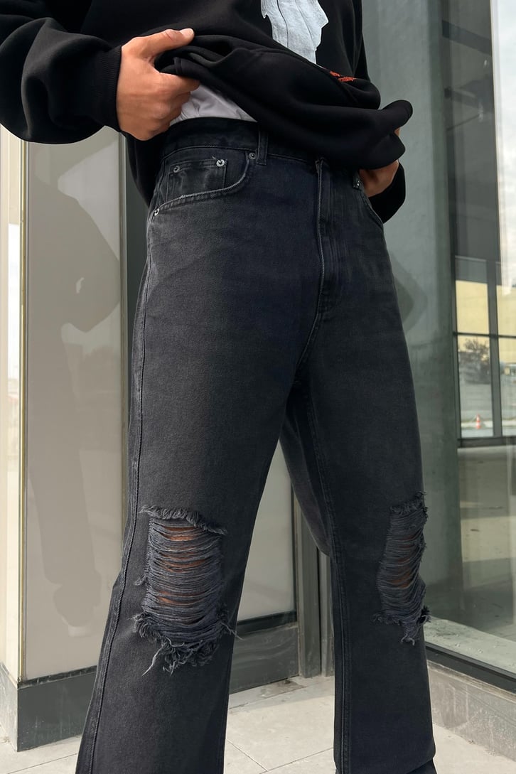 Distressed Antrasit Regular Fit Jean