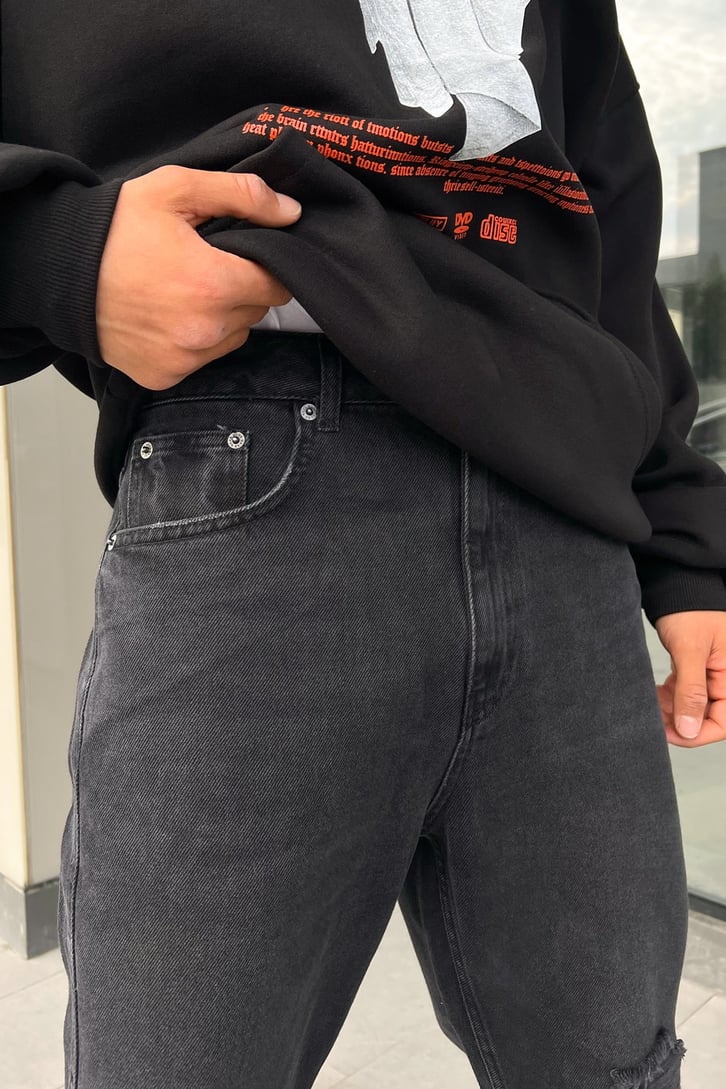 Distressed Antrasit Regular Fit Jean