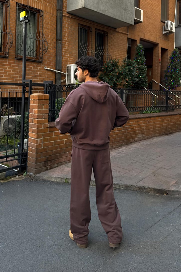 Diyagonal Premium Kumaş Basic Zip Hoodie