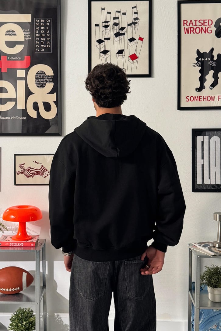 Diyagonal Premium Kumaş Basic Zip Hoodie