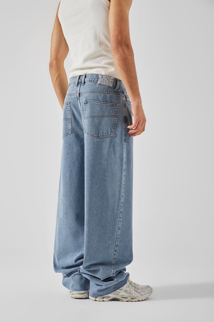 Diz Yırtmaçlı Buz Mavi Baggy Jean