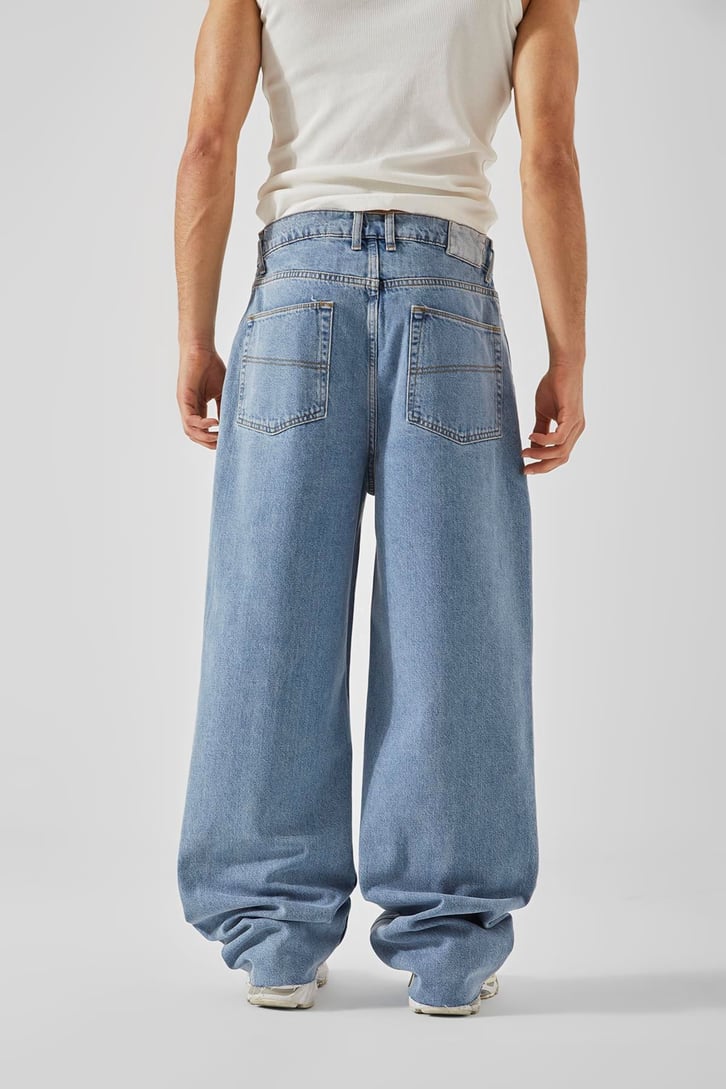 Diz Yırtmaçlı Buz Mavi Baggy Jean