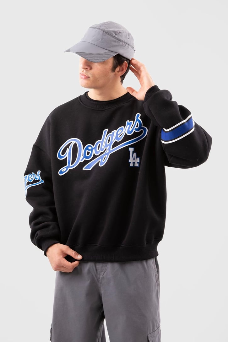 Dodgers Baskılı Beyaz Oversize Sweatshirt
