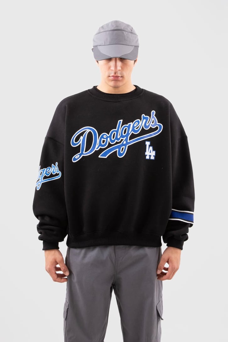 Dodgers Baskılı Beyaz Oversize Sweatshirt