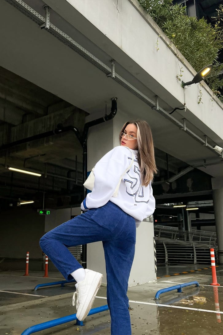 Dodgers Baskılı Ekru Oversize Sweatshirt