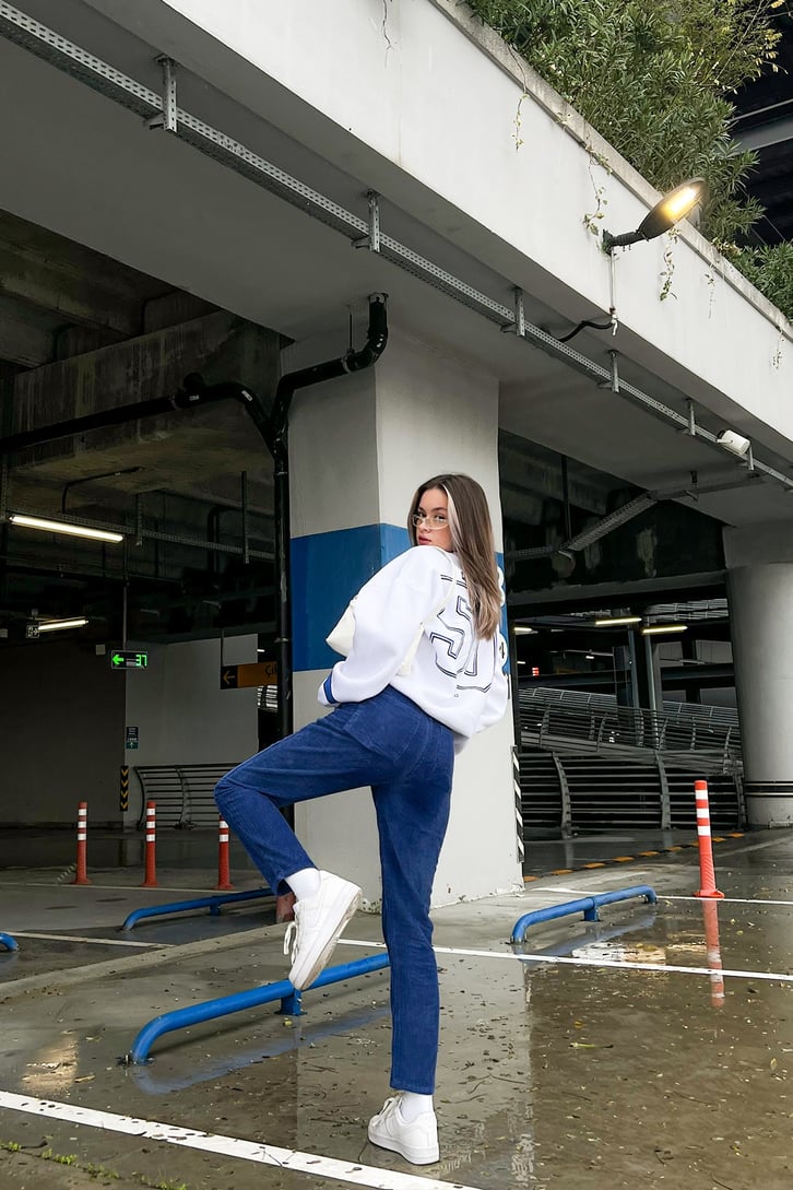 Dodgers Baskılı Ekru Oversize Sweatshirt