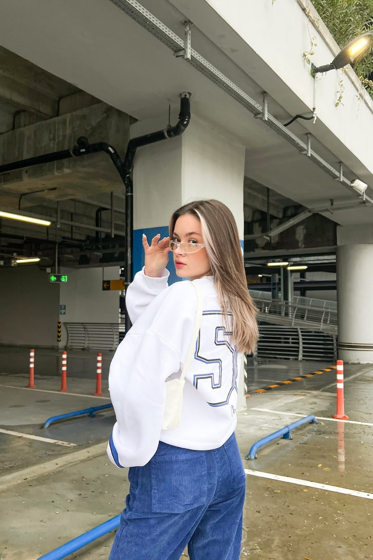 Dodgers Baskılı Ekru Oversize Sweatshirt