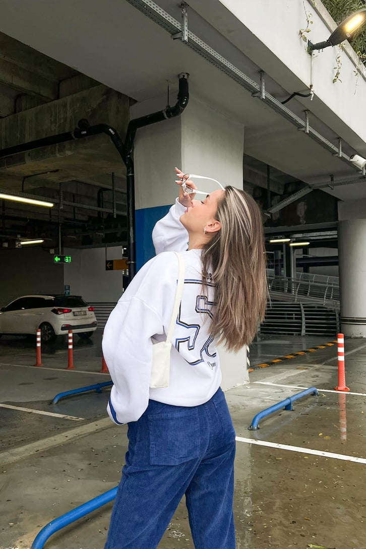 Dodgers Baskılı Ekru Oversize Sweatshirt