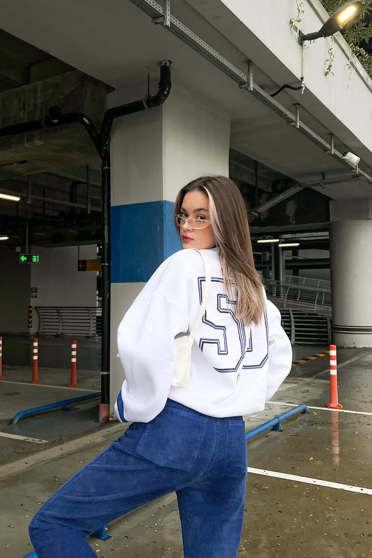 Dodgers Baskılı Ekru Oversize Sweatshirt