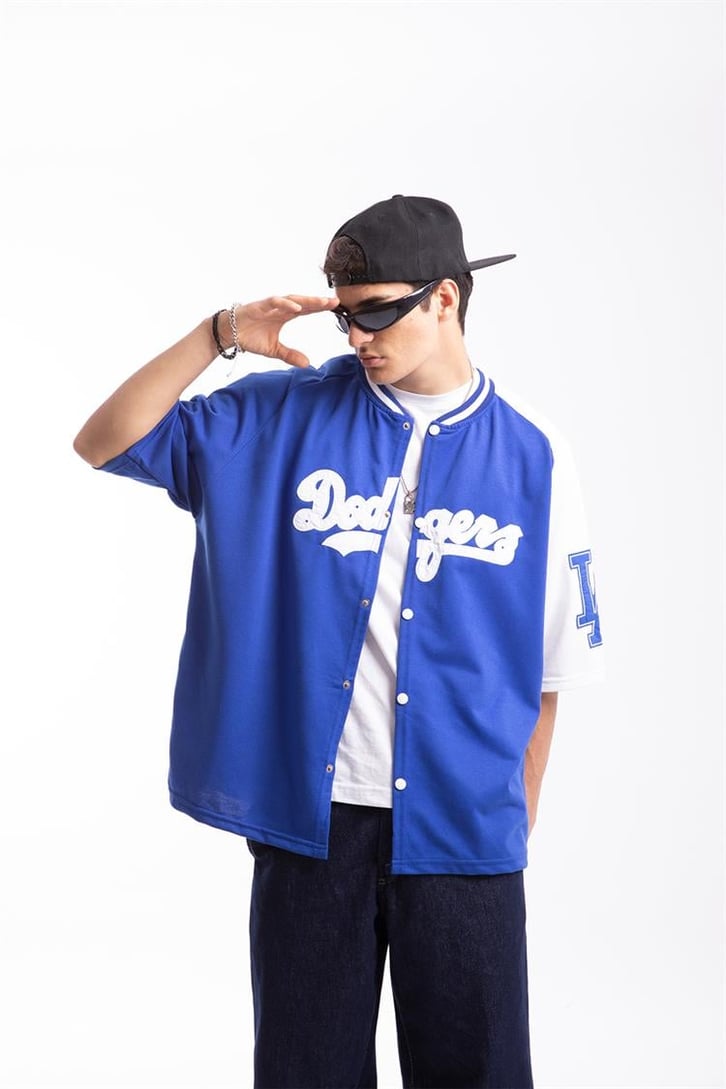 Dodgers Nakışlı Saks Mavi Oversize Forma