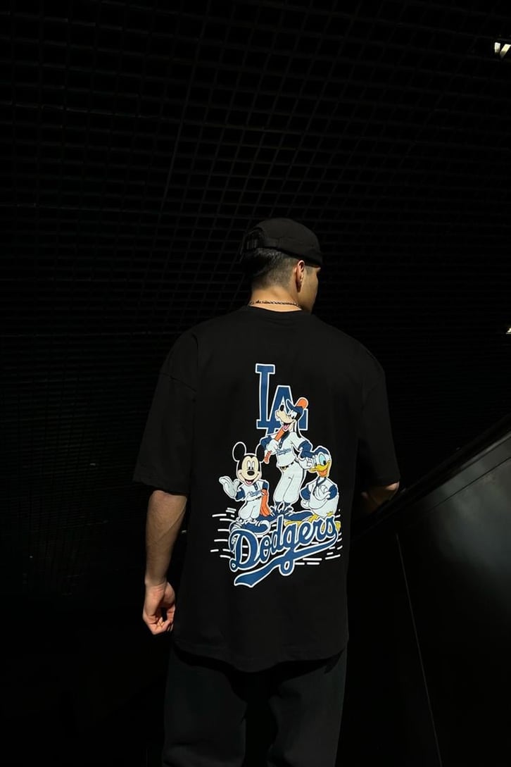 Dodgers Sırt Baskılı Siyah Oversize Tişört
