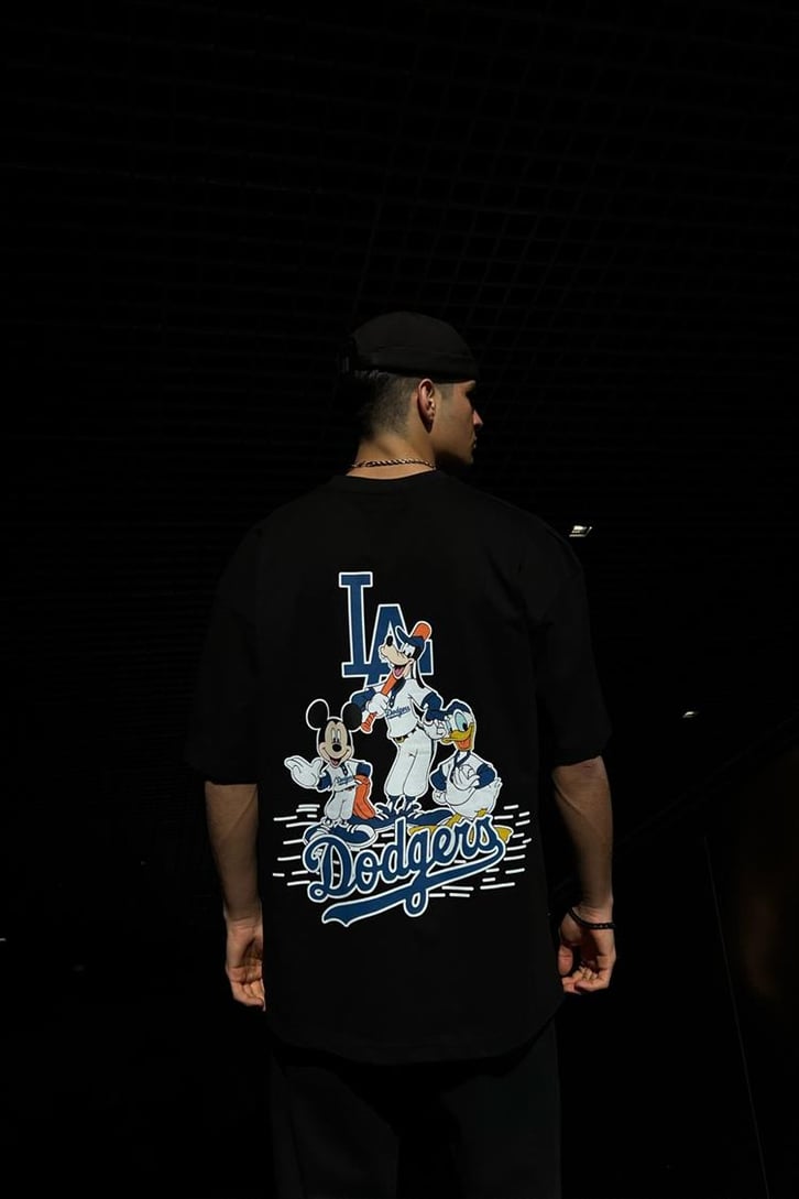 Dodgers Sırt Baskılı Siyah Oversize Tişört