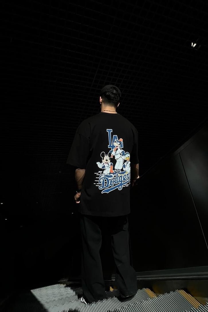 Dodgers Sırt Baskılı Siyah Oversize Tişört