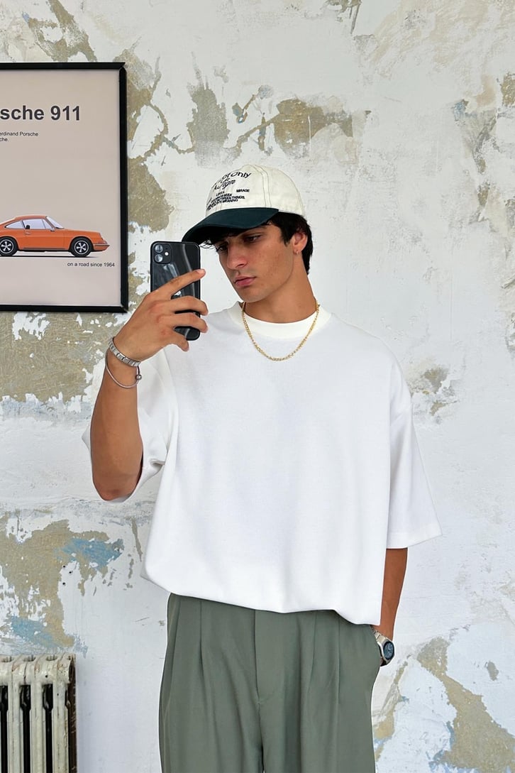 Dokulu Basic Oversize Tişört