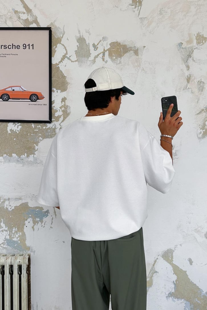Dokulu Basic Oversize Tişört