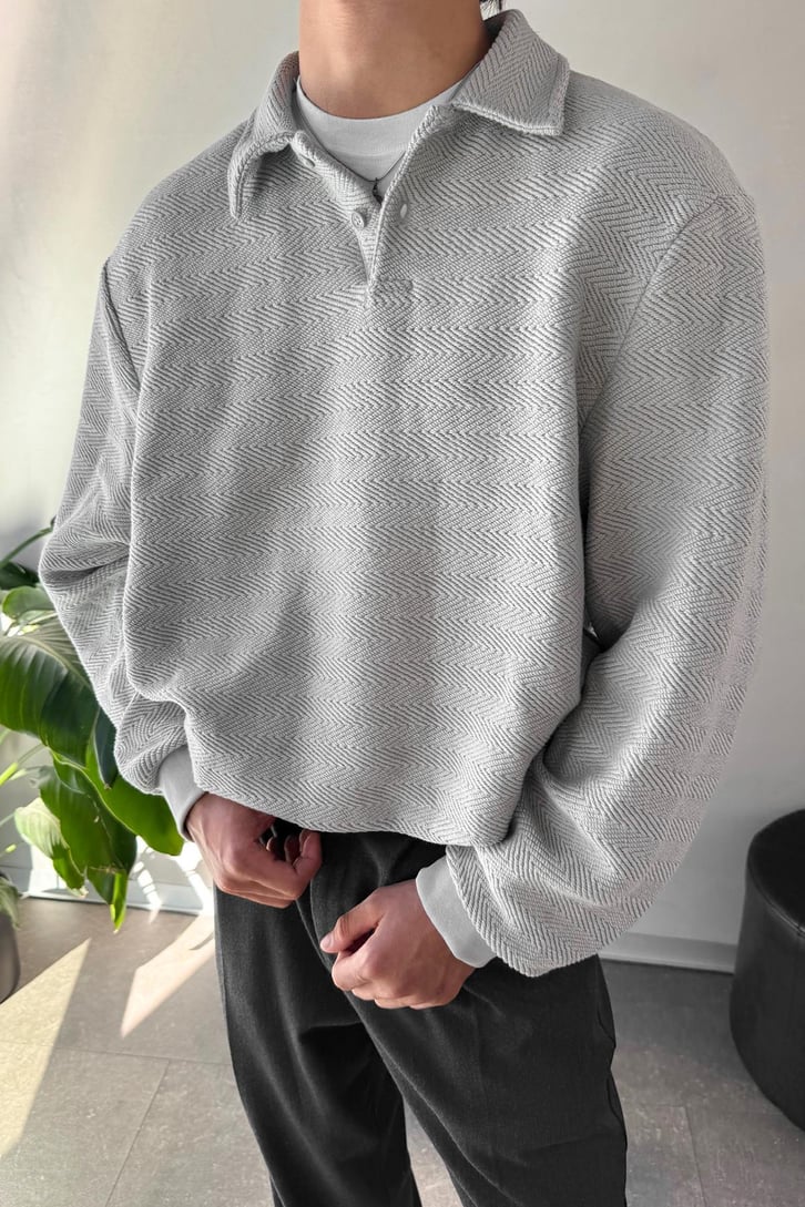 Dokulu Polo Yaka Sweatshirt