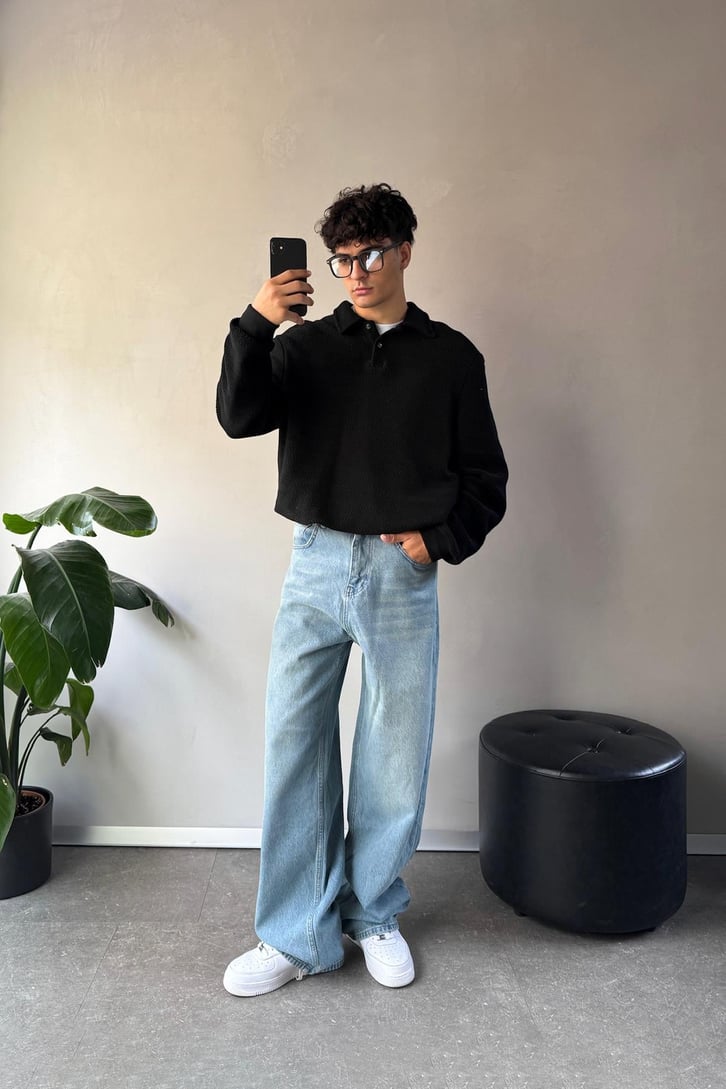 Dokulu Polo Yaka Sweatshirt