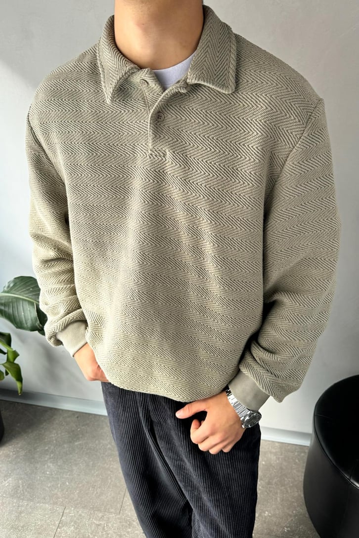 Dokulu Polo Yaka Sweatshirt