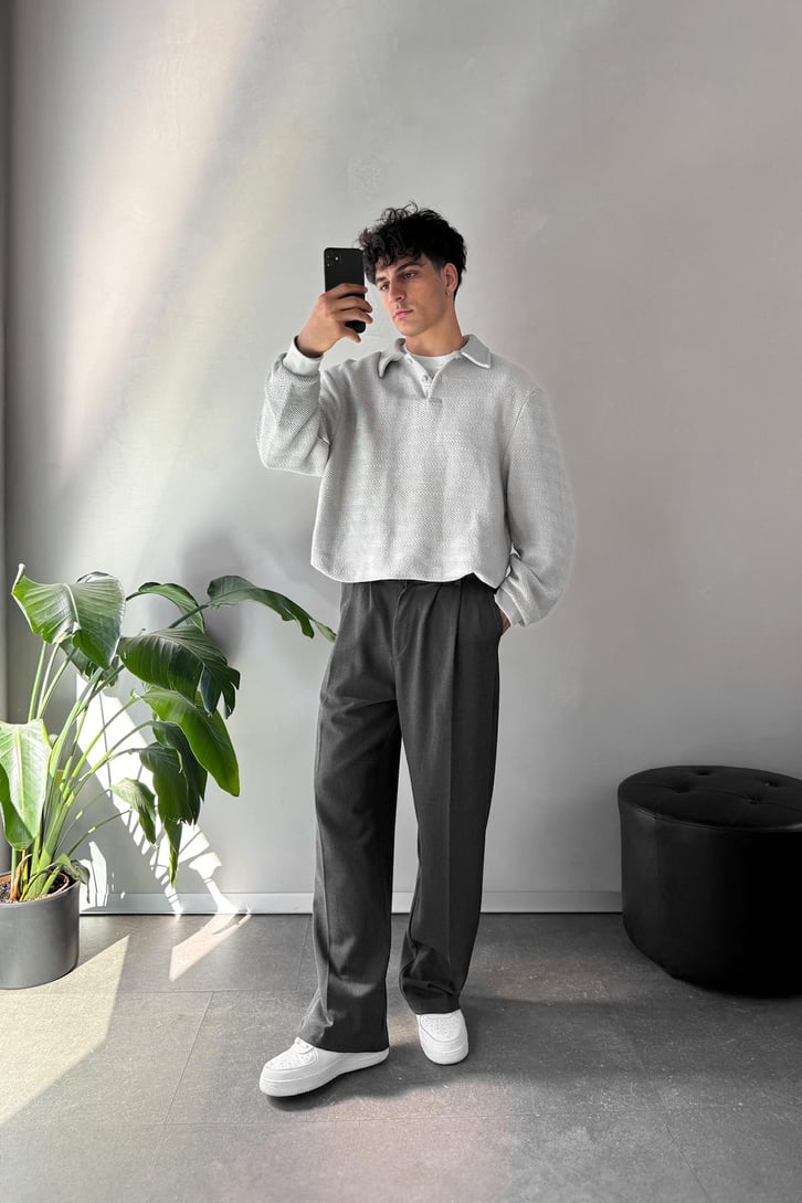 Dokulu Polo Yaka Sweatshirt