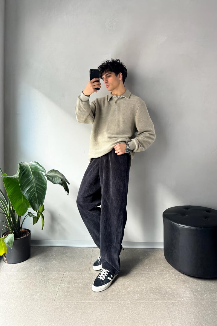 Dokulu Polo Yaka Sweatshirt