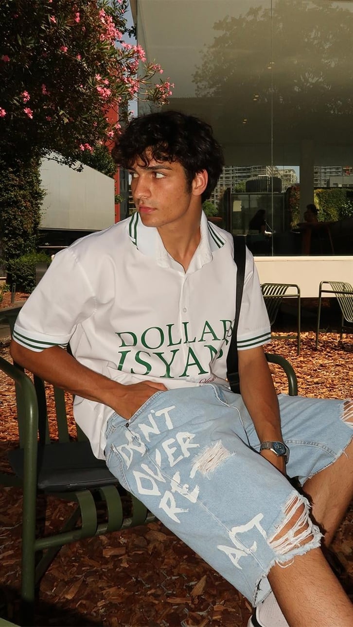 Dollars Isyans Baskılı Beyaz Kısa Kollu Gömlek