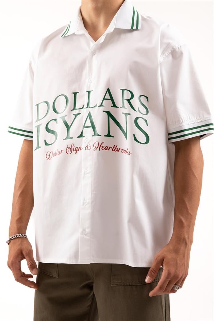 Dollars Isyans Baskılı Beyaz Kısa Kollu Gömlek