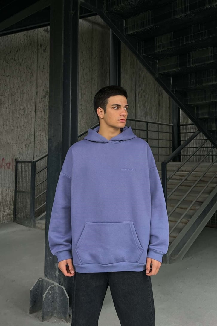 DSGN Nakışlı Lila Oversize Hoodie